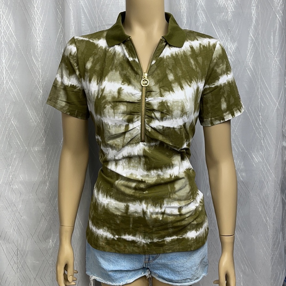 Michael Kors Tye Dye Collar Zip Tee - Picture 10 of 12